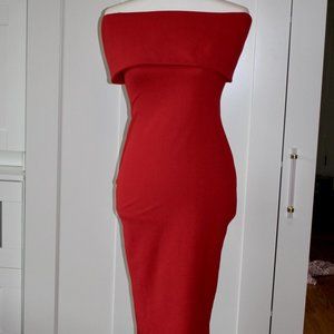 Red Off-the-shoulder Midi Dress - NWT - Boohoo